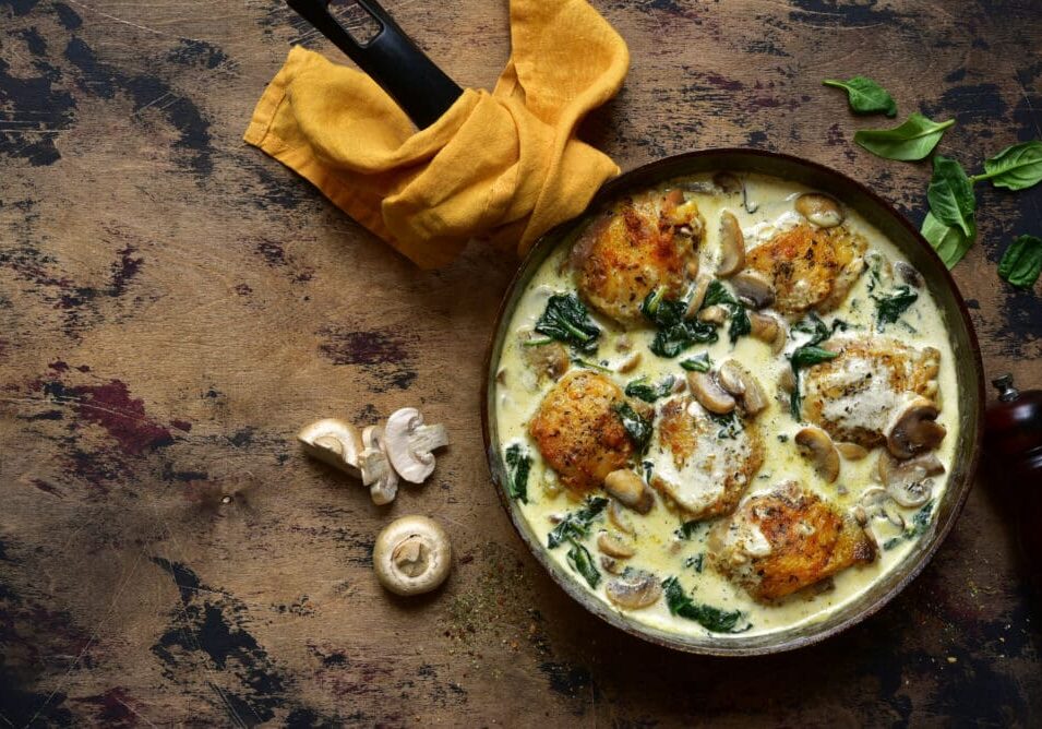 Creamy Chicken with Spinach and Mushrooms